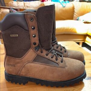 Huntrite waterproof Brown Rugged Leather Boots with Deep Tread Soles 11m
